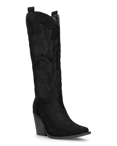 HALA - stivale camperos texano con tacco in camoscio nero