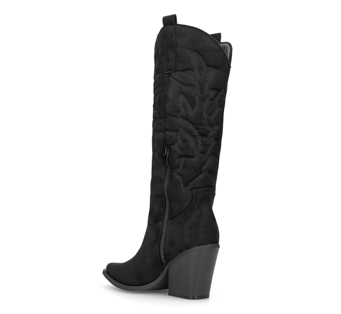 HALA - stivale camperos texano con tacco in camoscio nero