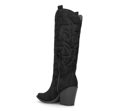 HALA - stivale camperos texano con tacco in camoscio nero