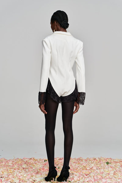 Hathaway Lace Plunge Bodysuit In White