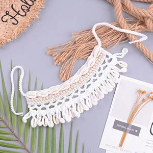 Crochet Seashell Collar Choker - multiple colors