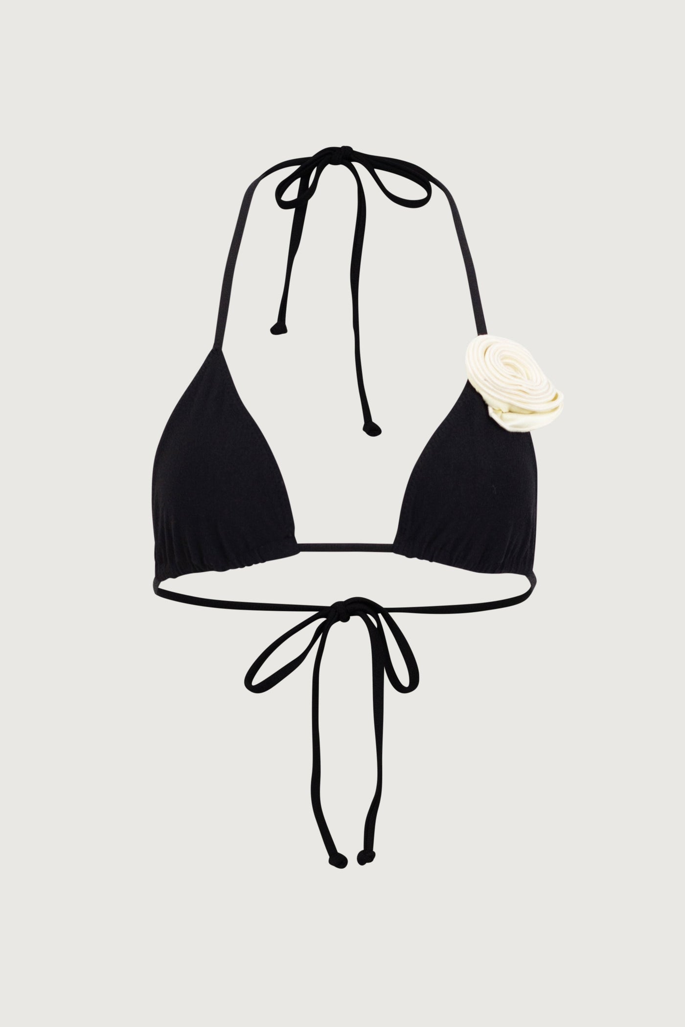 Rosette Triangle Top (Faux Suede Black/Cream) - Celestial Couture