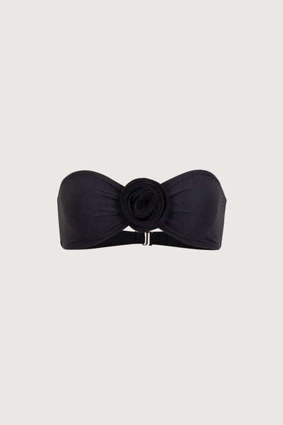 Rosette Bandeau Top (Faux Suede Black/Black) - Celestial Couture