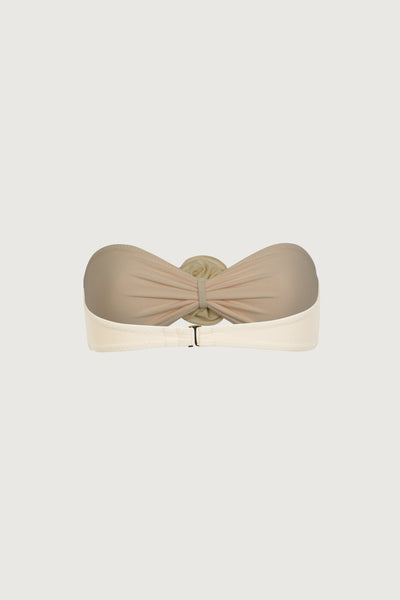 Rosette Bandeau Top (Faux Suede Cream/Cream) - Celestial Couture