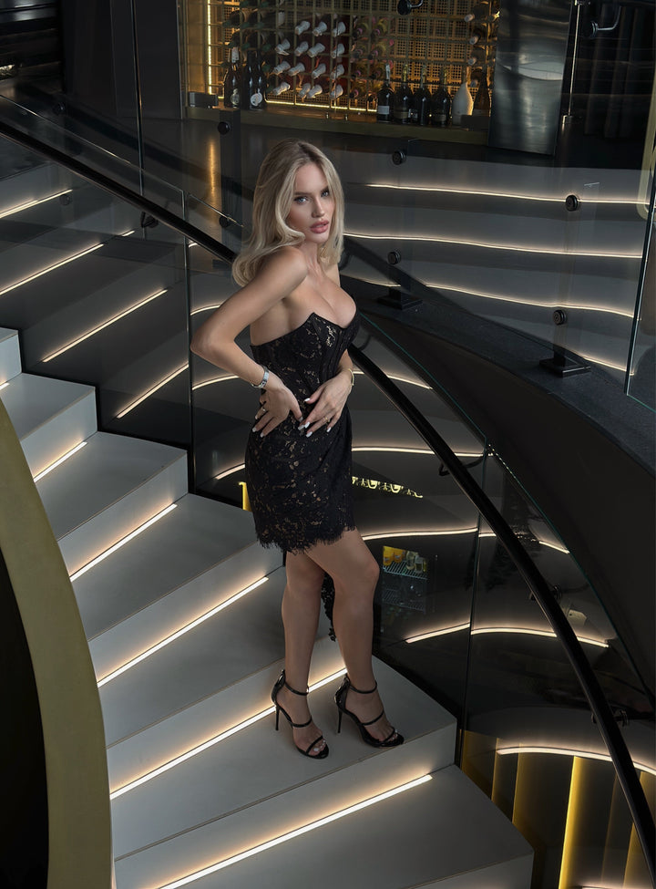 Shine Lace Mini Dress - Celestia Couture