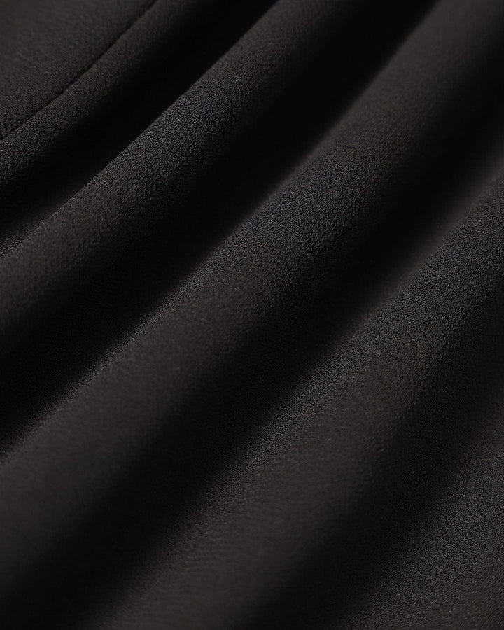 The Black Stand Collar Sheer Slit Mini Dress - Celestia Couture