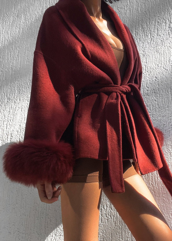 Natasha Wool Coat - Pinot Noir