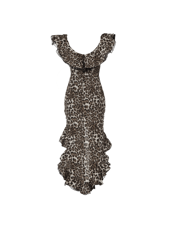 Chic Off-Shoulder Leopard Print Dress - Celestia Couture