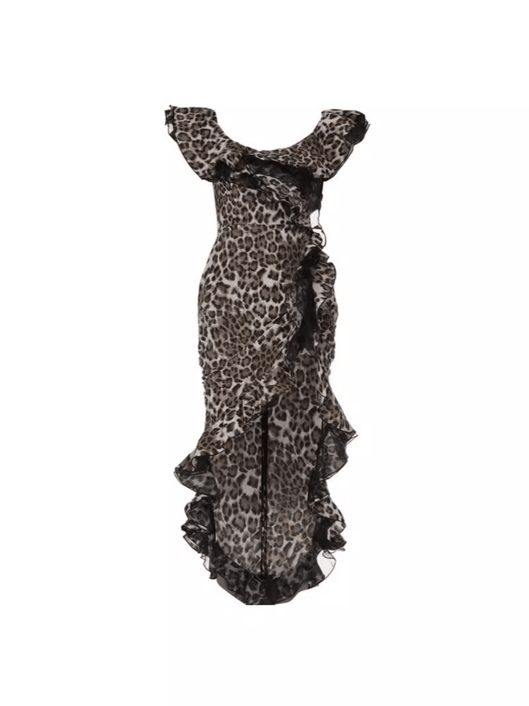 Chic Off-Shoulder Leopard Print Dress - Celestia Couture