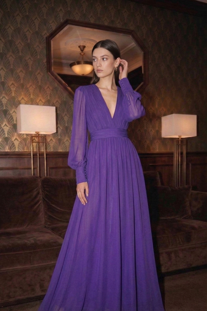 Reviere long purple dress