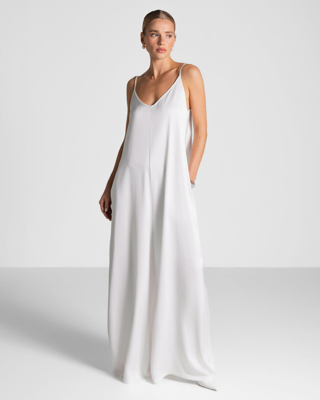 Audrey Satin Jumpsuit | White