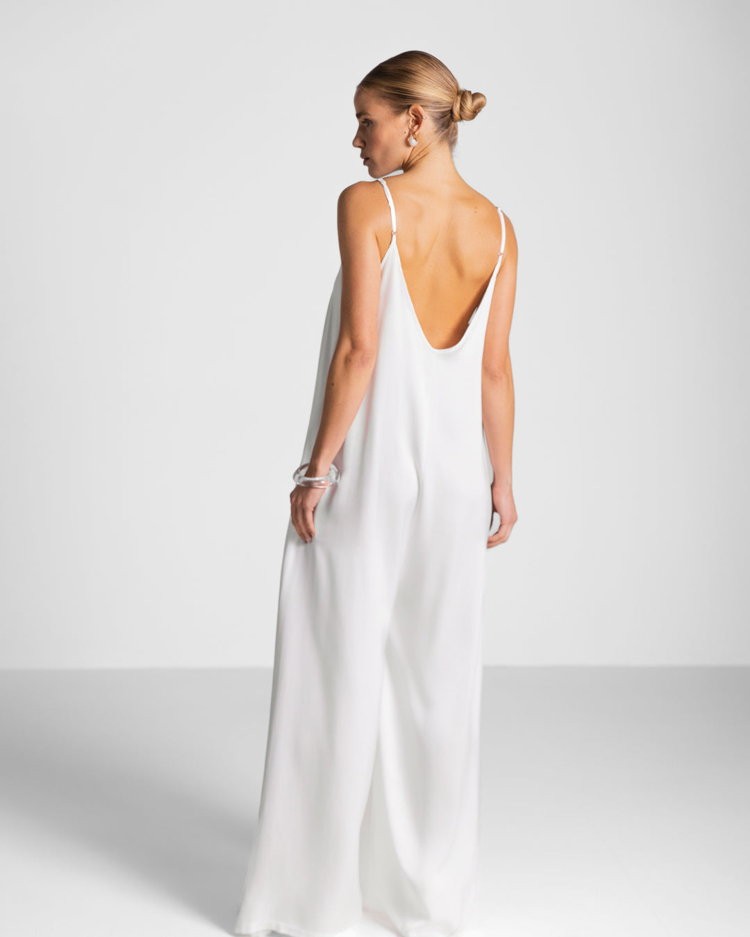 Audrey Satin Jumpsuit | White