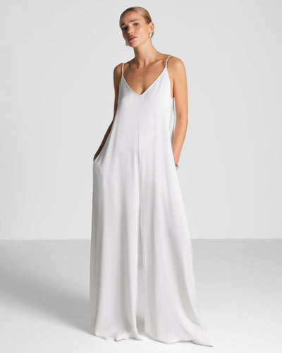 Audrey Satin Jumpsuit | White