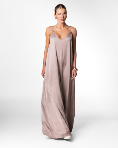 Audrey Satin Jumpsuit | Mocha