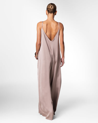 Audrey Satin Jumpsuit | Mocha