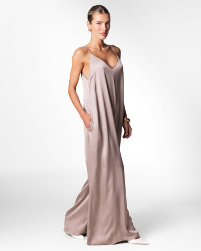 Audrey Satin Jumpsuit | Mocha