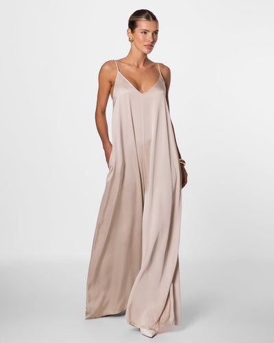 Audrey Satin Jumpsuit | Light Beige