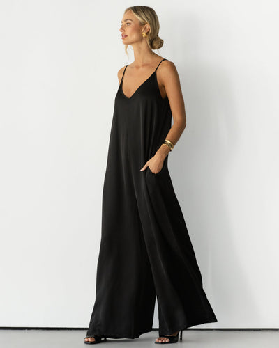 Audrey Satin Jumpsuit | Black