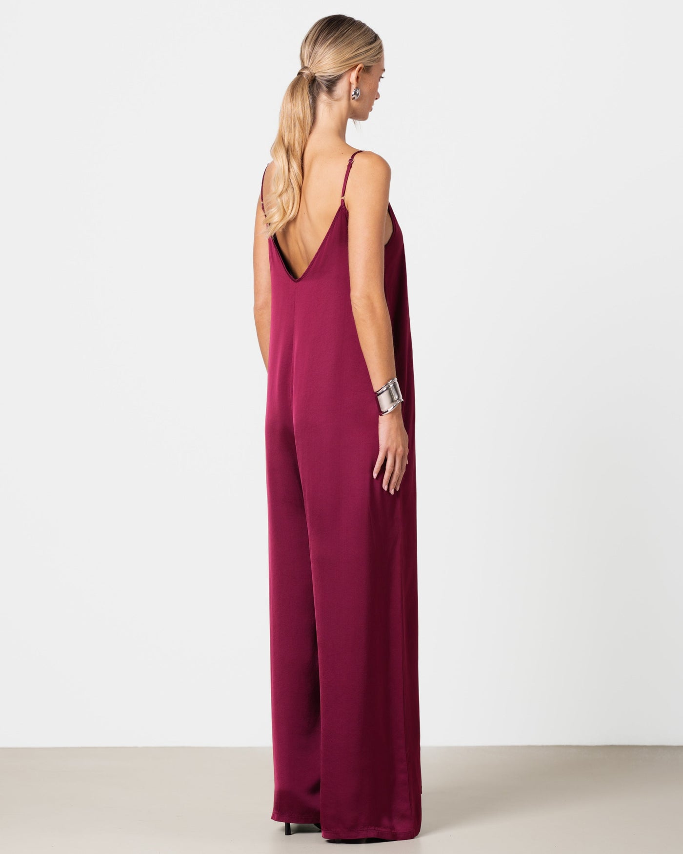 Audrey Satin Jumpsuit | Burgundy