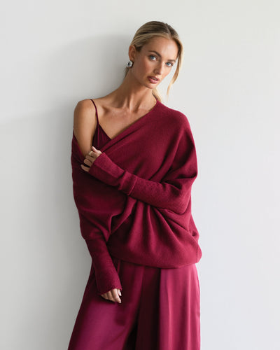 Asymmetric Draped | Burgundy
