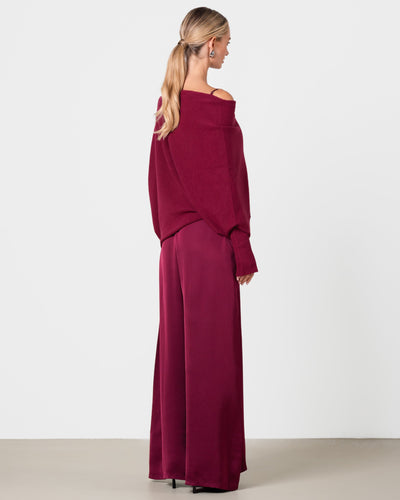 Audrey Satin Jumpsuit | Burgundy