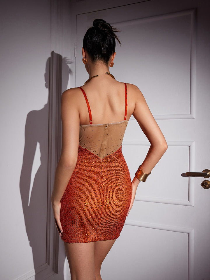 Glamorous Kehlani Sequin Spaghetti Strap Mini Dress - Celestia Couture