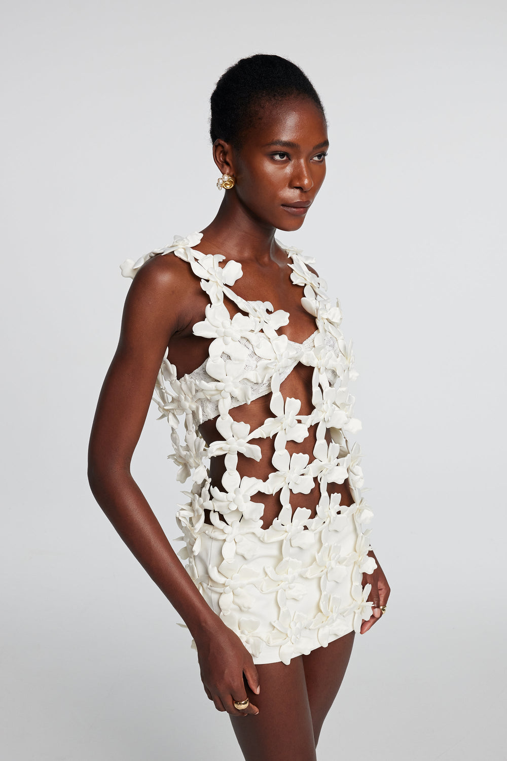 Kira Flower Hollow Sleeveless Mini Dress - Celestia Couture