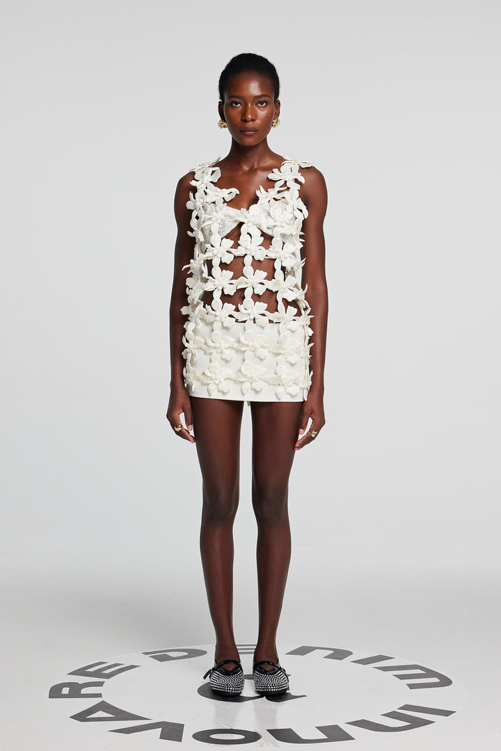 Kira Flower Hollow Sleeveless Mini Dress - Celestia Couture