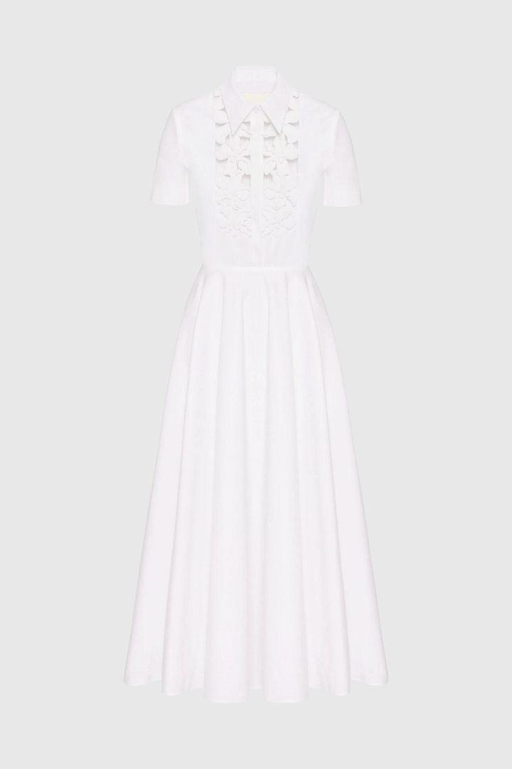 Kira Hollow Flower Short Sleeves Maxi Dress - Celestia Couture