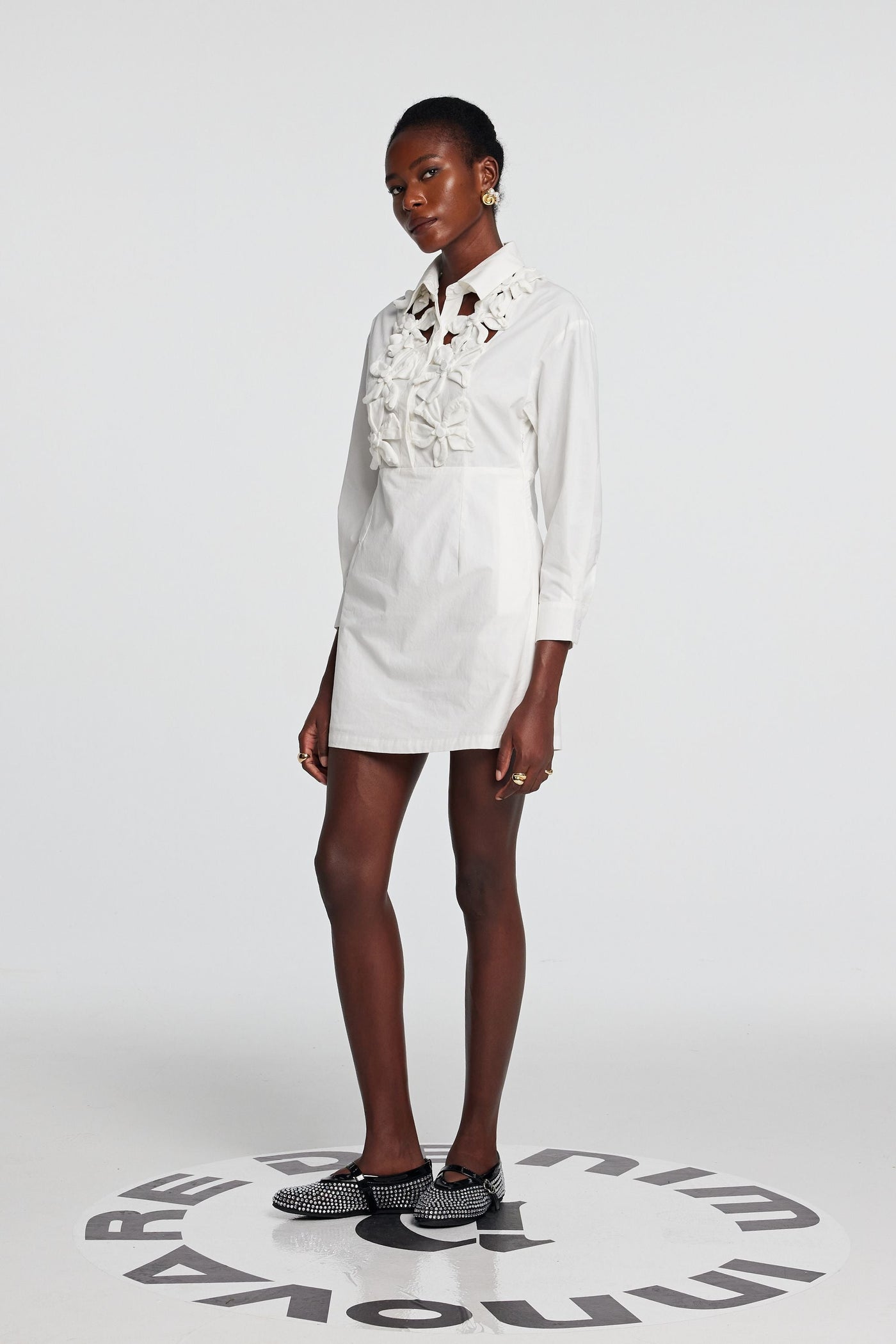 Kira Hollow Flower Long Sleeves Mini Dress