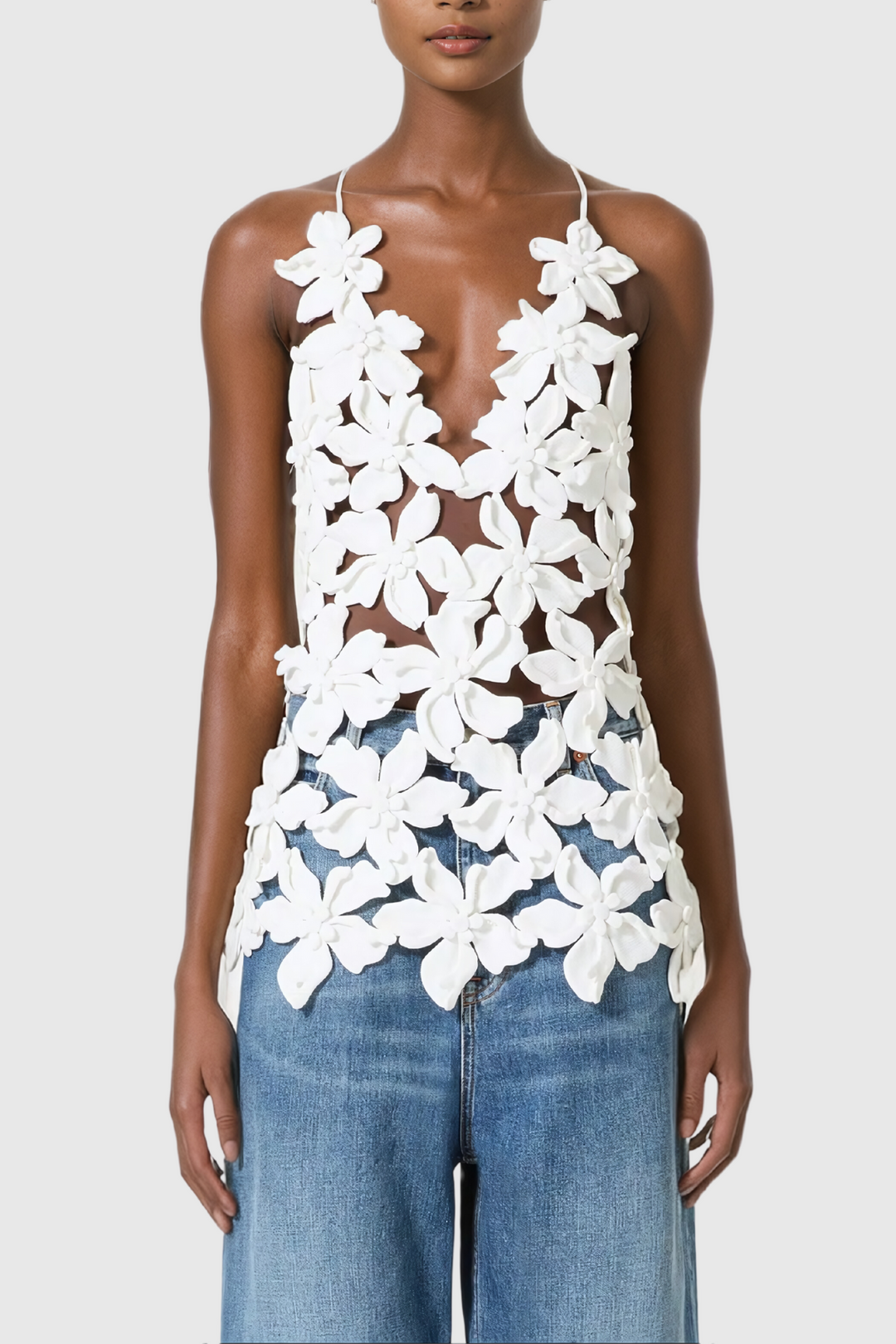 Kira Hollow Lace Up Backless Top - Celestia Couture