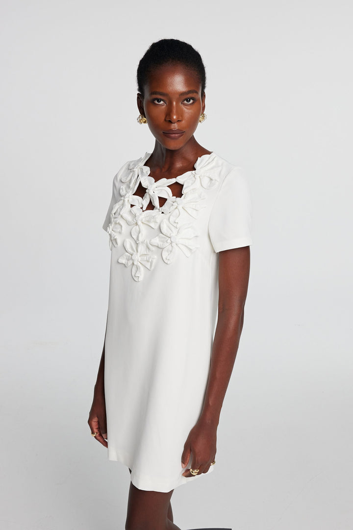 Kira Short Sleeves Flower Mini Dress - Celestia Couture