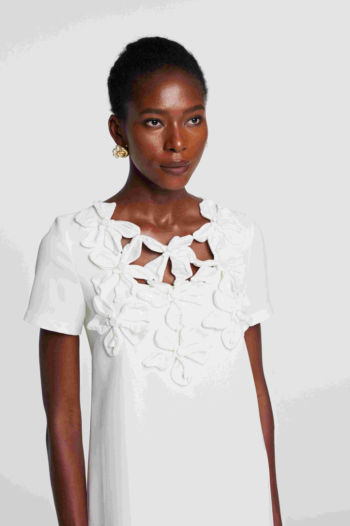 Kira Short Sleeves Flower Mini Dress - Celestia Couture