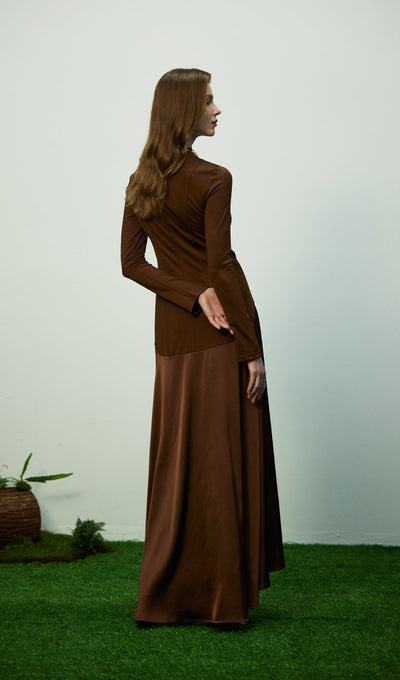 Trendy Knitted Satin Maxi Dress