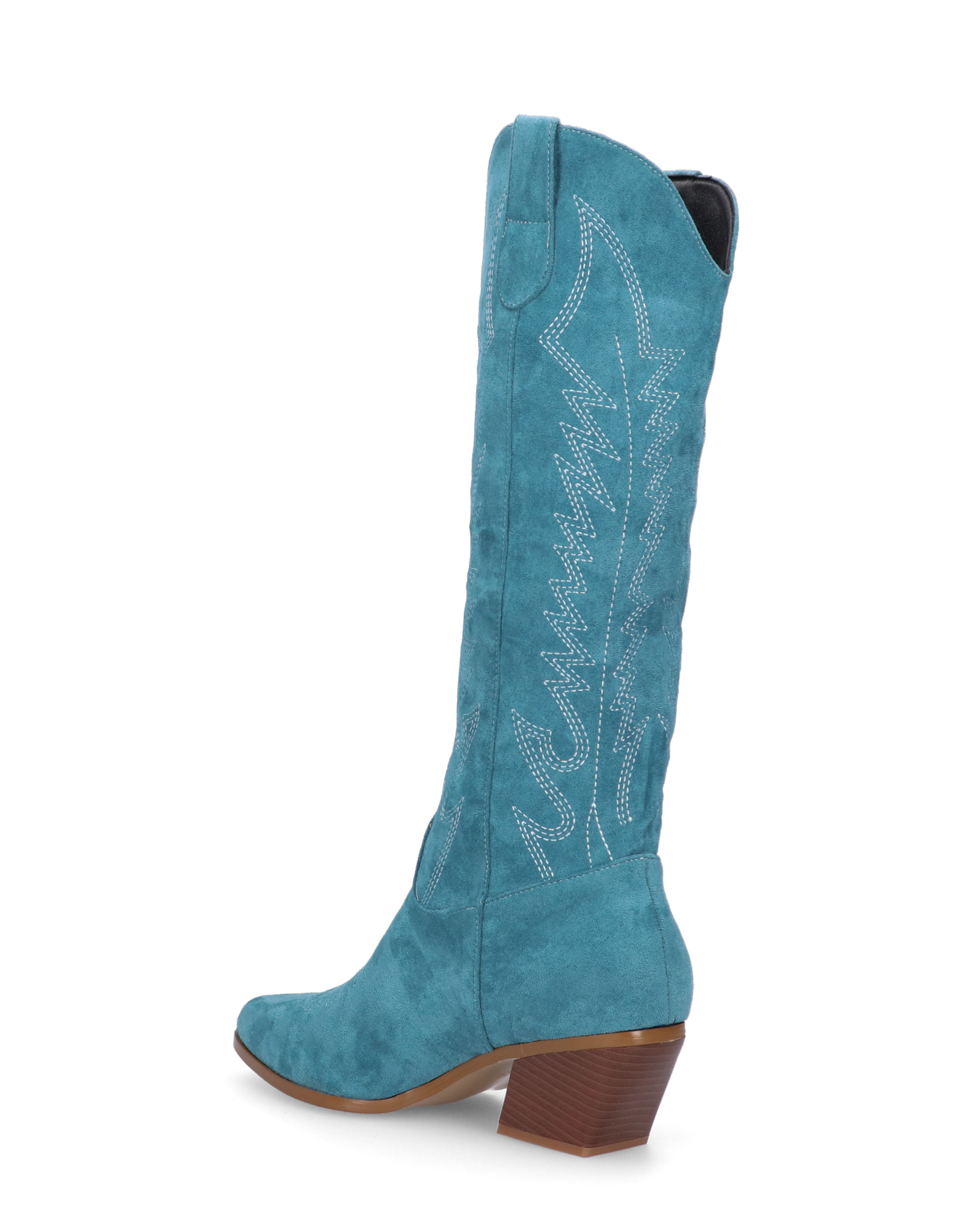 LEA - camperos in camoscio blu con ricami bianchi