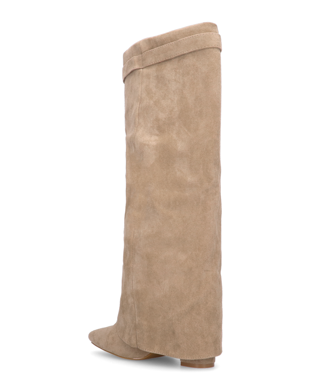 LILY - stivali alti in camoscio beige con risvolto