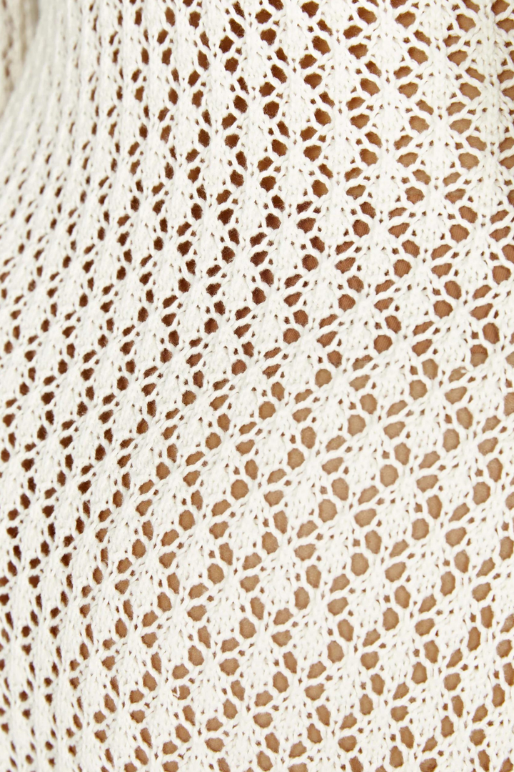 Lana Knit Hollow Plunge Maxi Dress In White - Celestia Couture