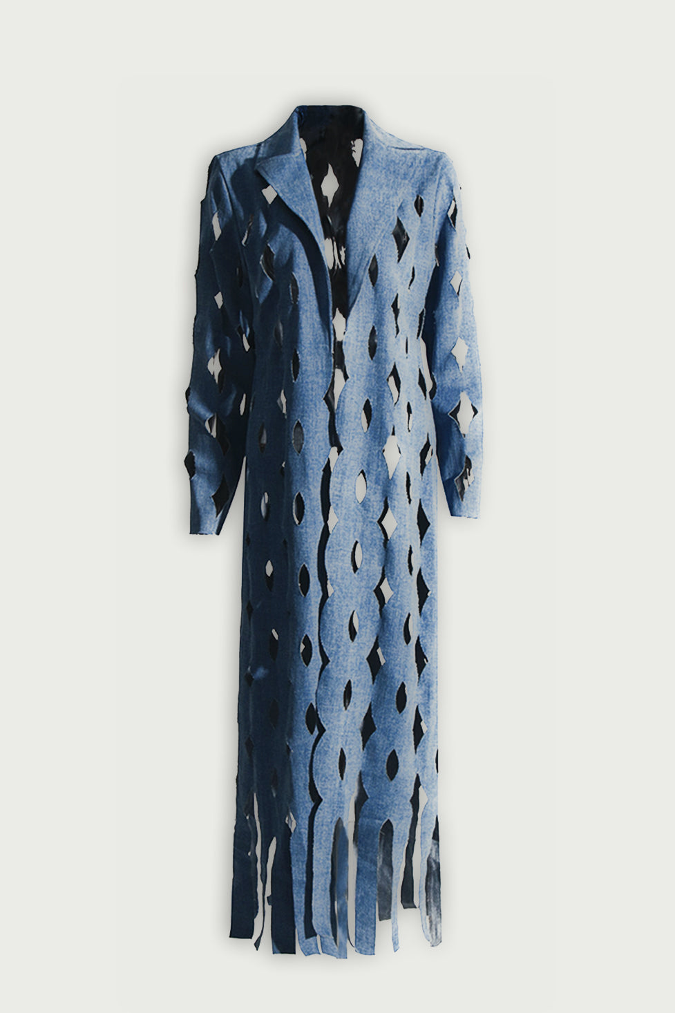 Lilly Geometric Hollow Denim Coat - Celestia Couture