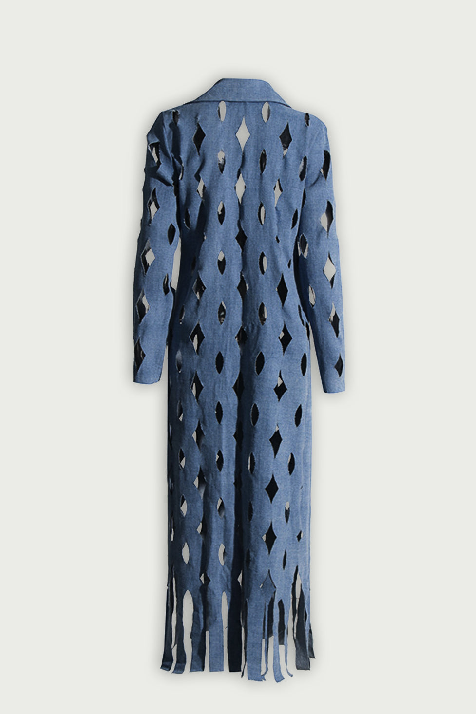 Lilly Geometric Hollow Denim Coat - Celestia Couture