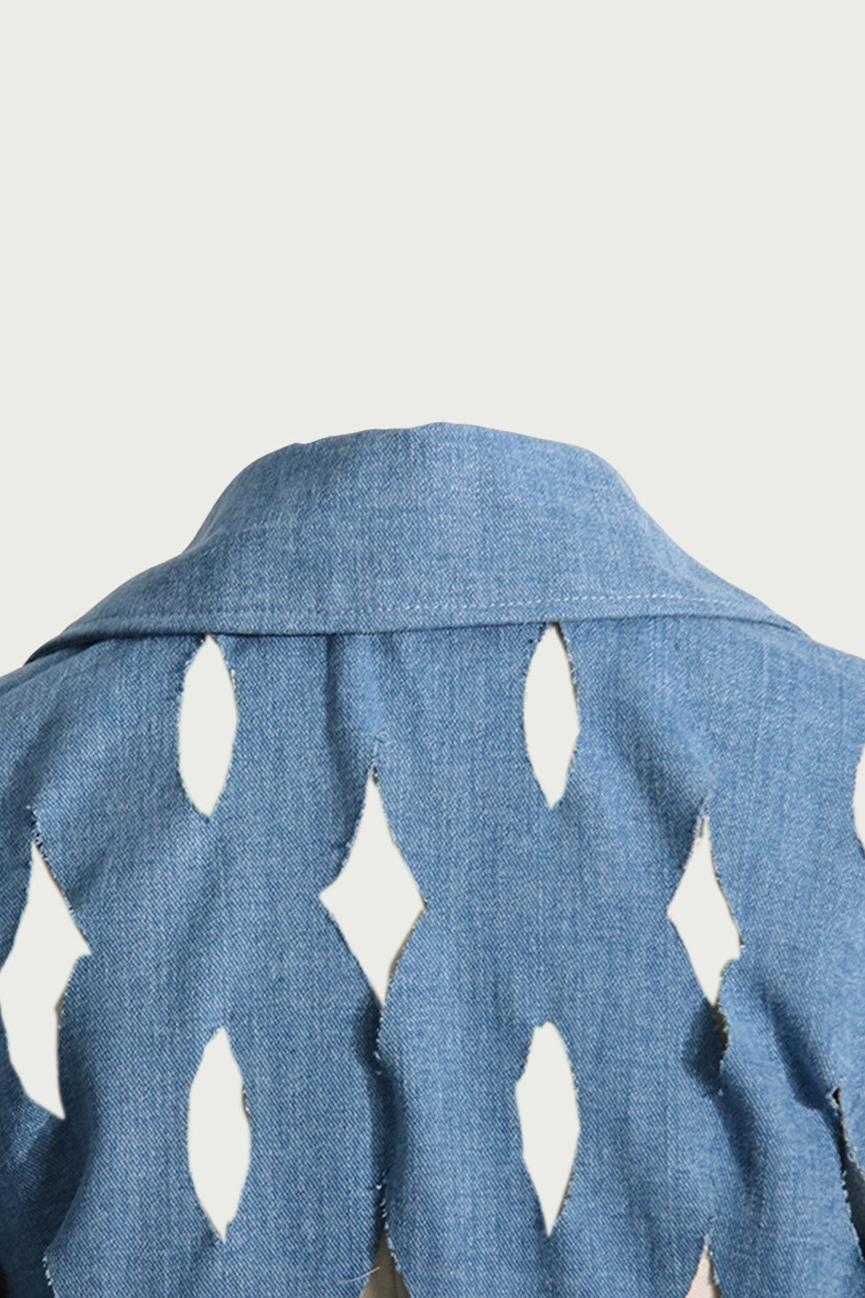 Lilly Geometric Hollow Denim Coat - Celestia Couture