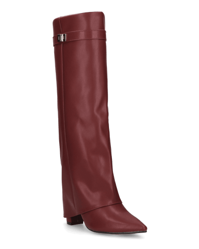 LILY  - stivali alti bordeaux con risvolto