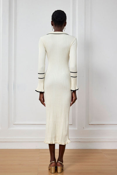 Luella Knit Ruffle Midi Dress