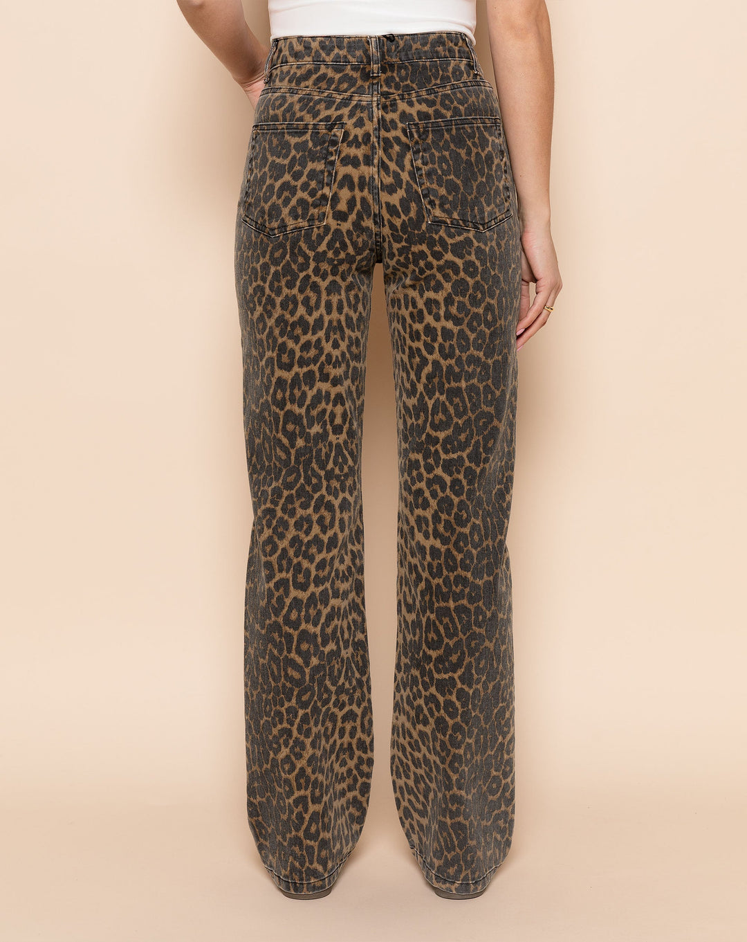 LEOPARD BOOTCUT JEANS BLACK