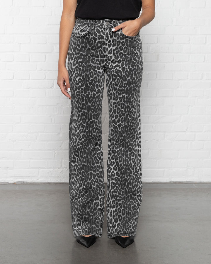 LEOPARD BOOTCUT JEANS GREY