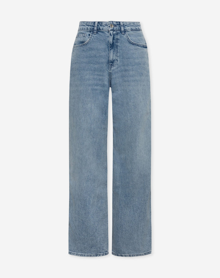 COMFORT WIDE LEG JEANS MID BLUE