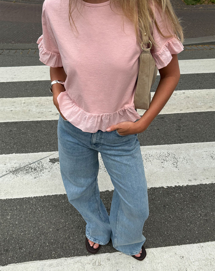 COMFORT WIDE LEG JEANS MID BLUE