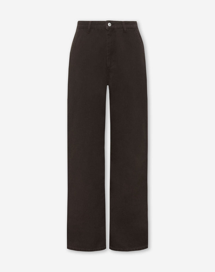 FLOWY DENIM WIDE LEG JEANS BROWN