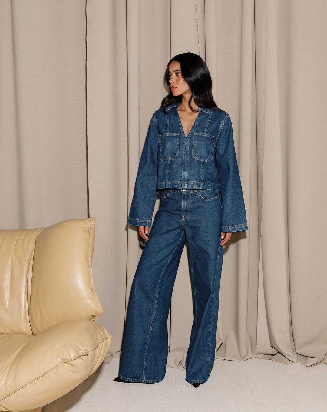 NORE WIDE LEG JEANS DARK BLUE
