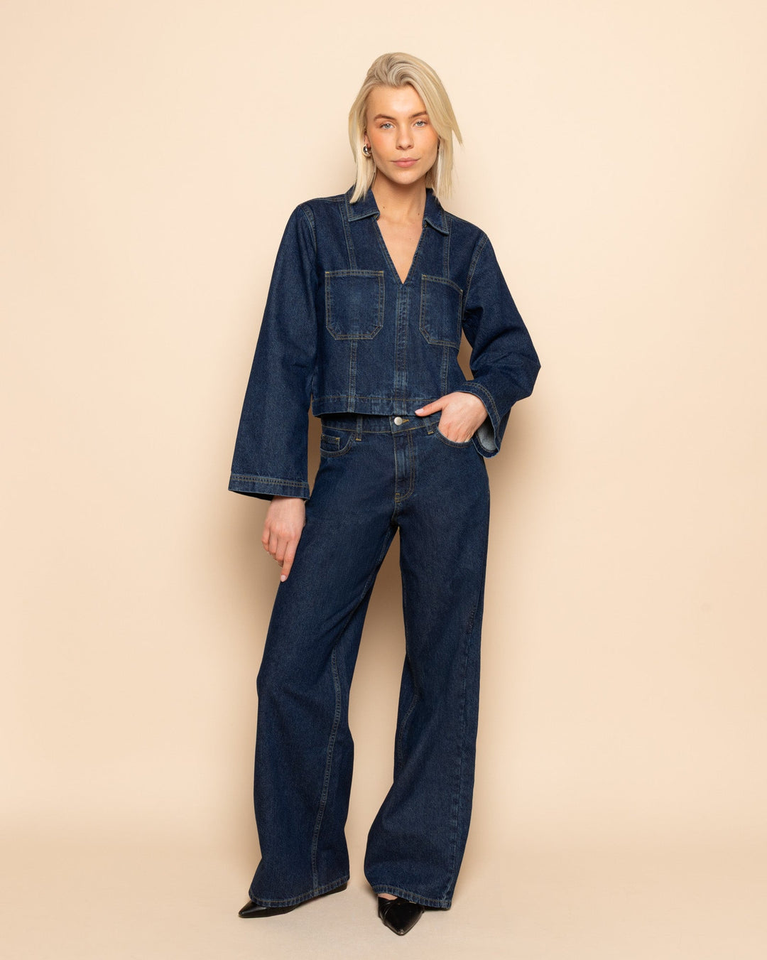 NORE WIDE LEG JEANS DARK BLUE