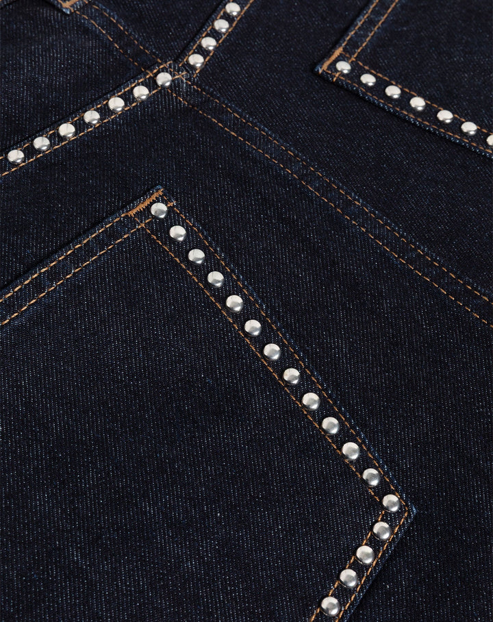 LIA STUD WIDE LEG JEANS RIGID BLUE